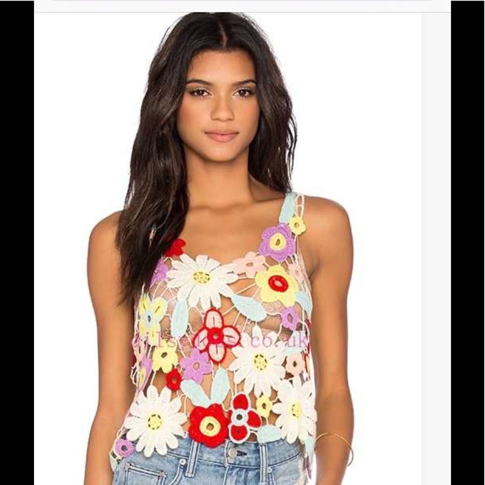 Wildfox flower crochet top